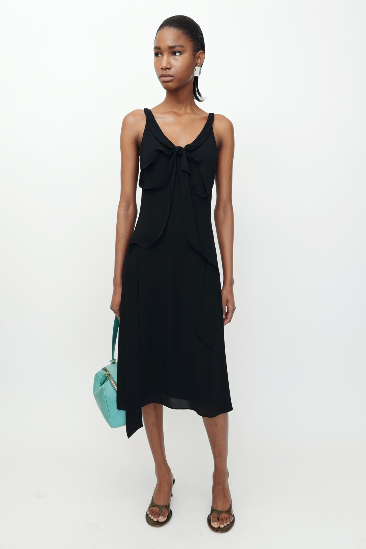 Acne Studios - Silk midi dress with bow - Black