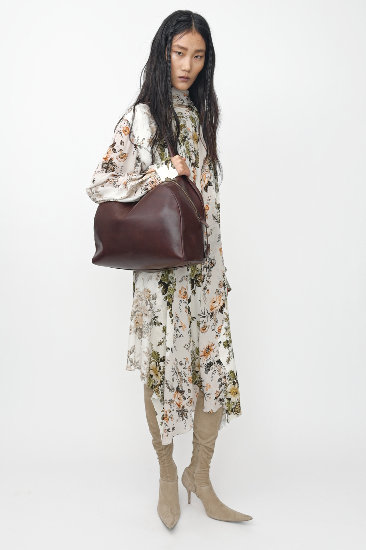 Acne Studios - Silk shirt dress - Beige/white