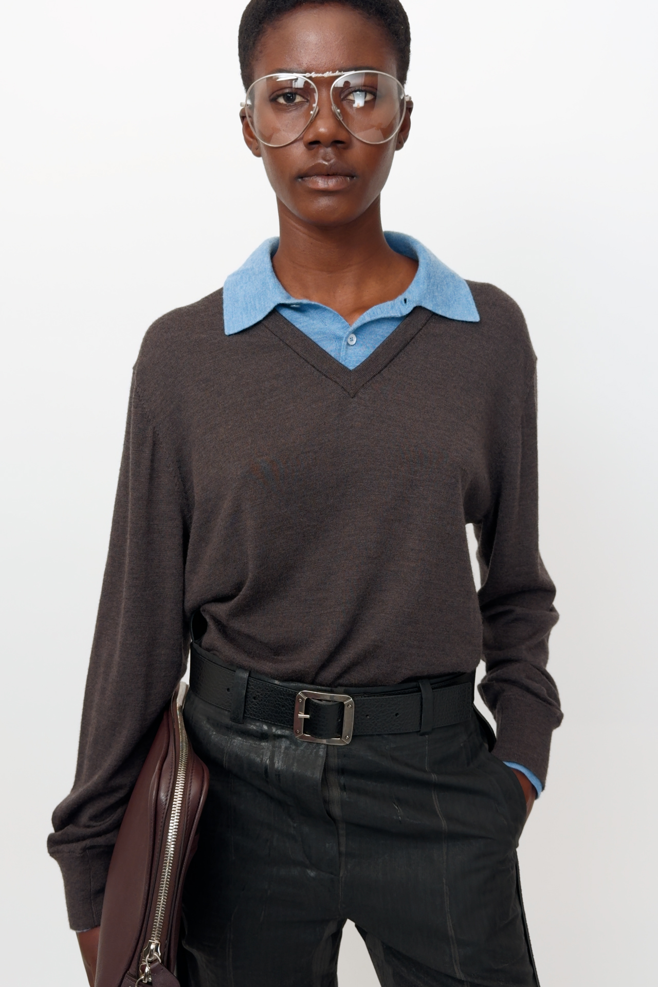 Acne Studios - Layered wool knit - Brown/blue