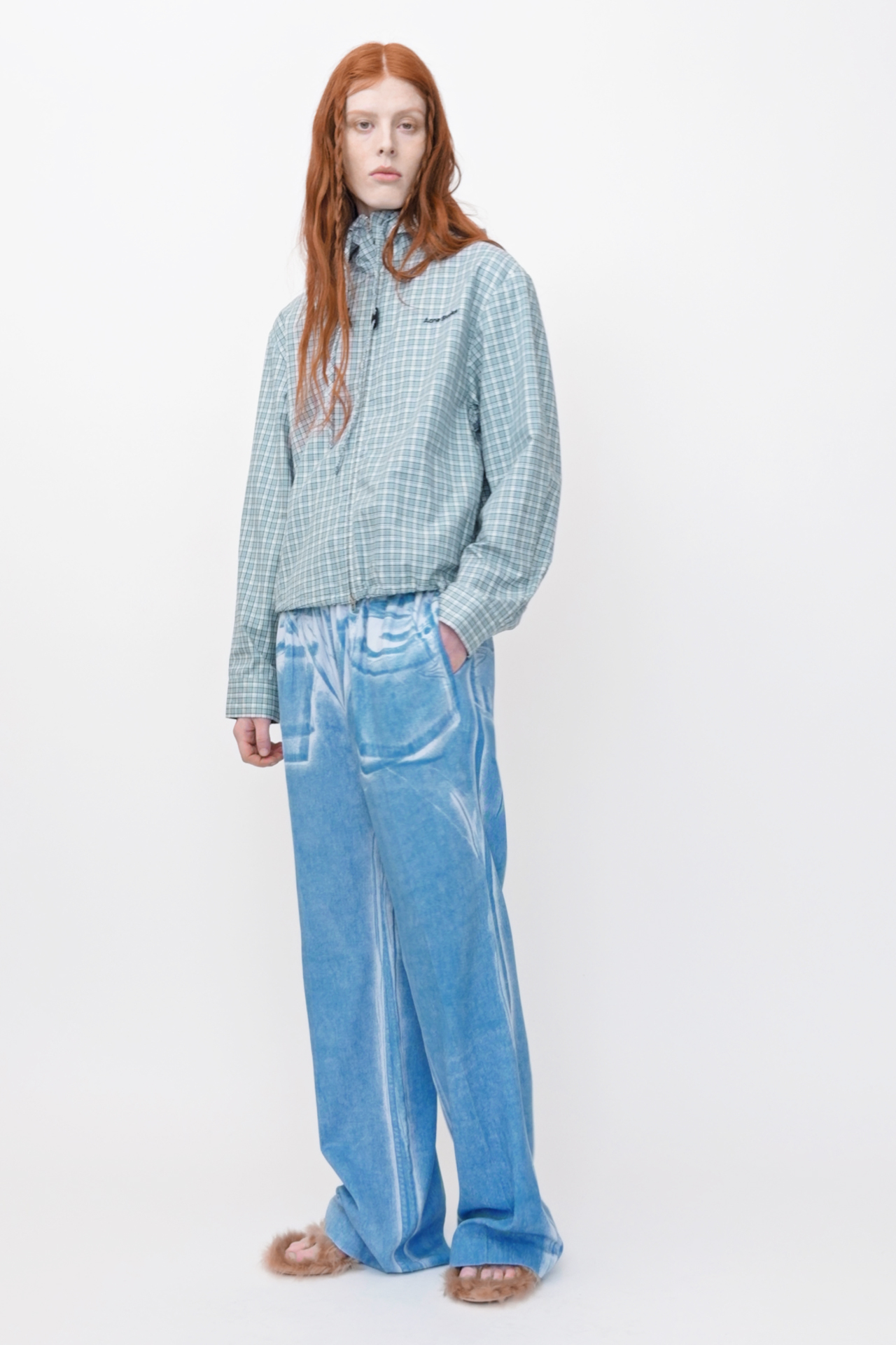 Acne Studios - Hooded check jacket - Blue/white