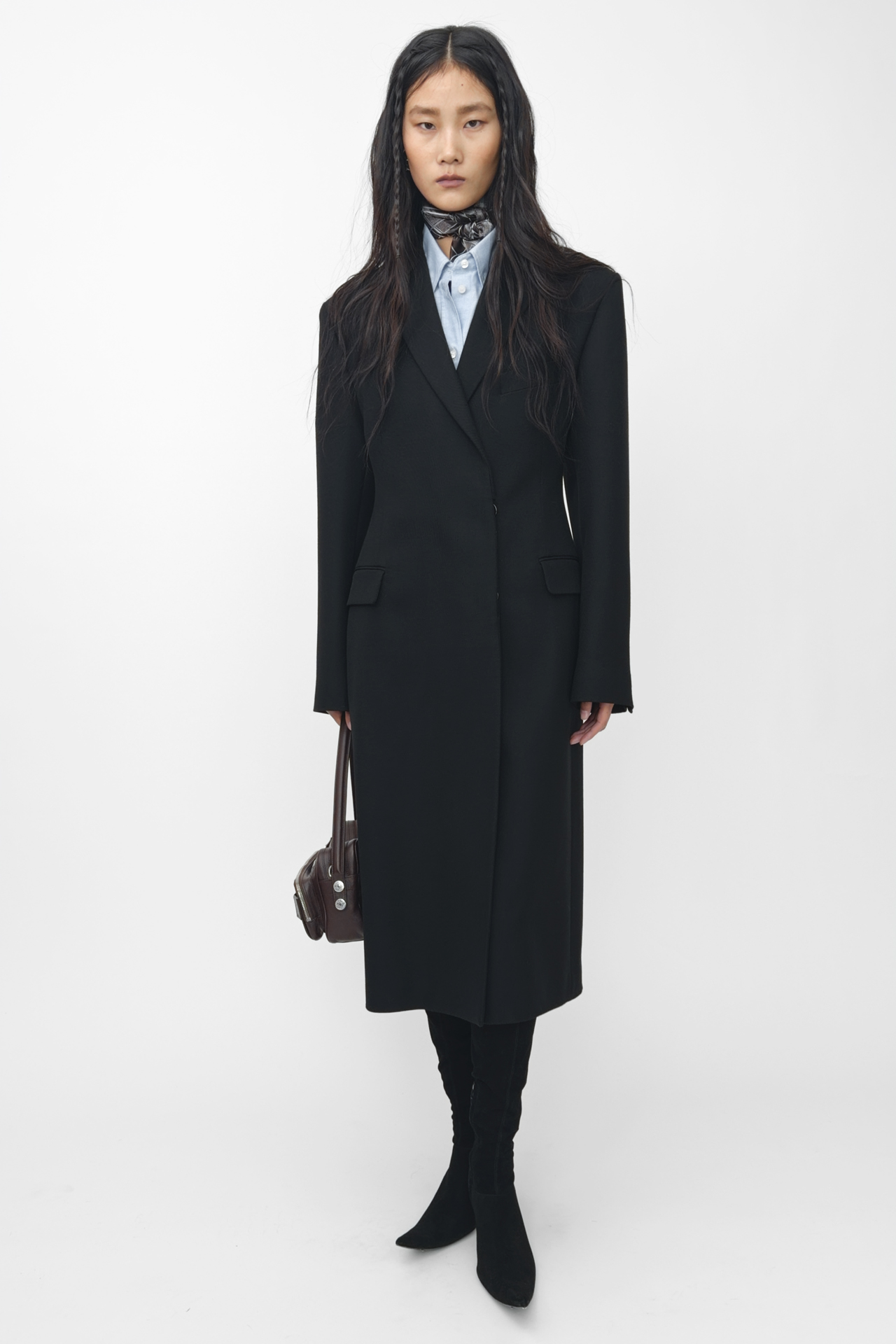 BURBERRYブラック ダブルブレスト ウールコート 150cmA BURBERRY
