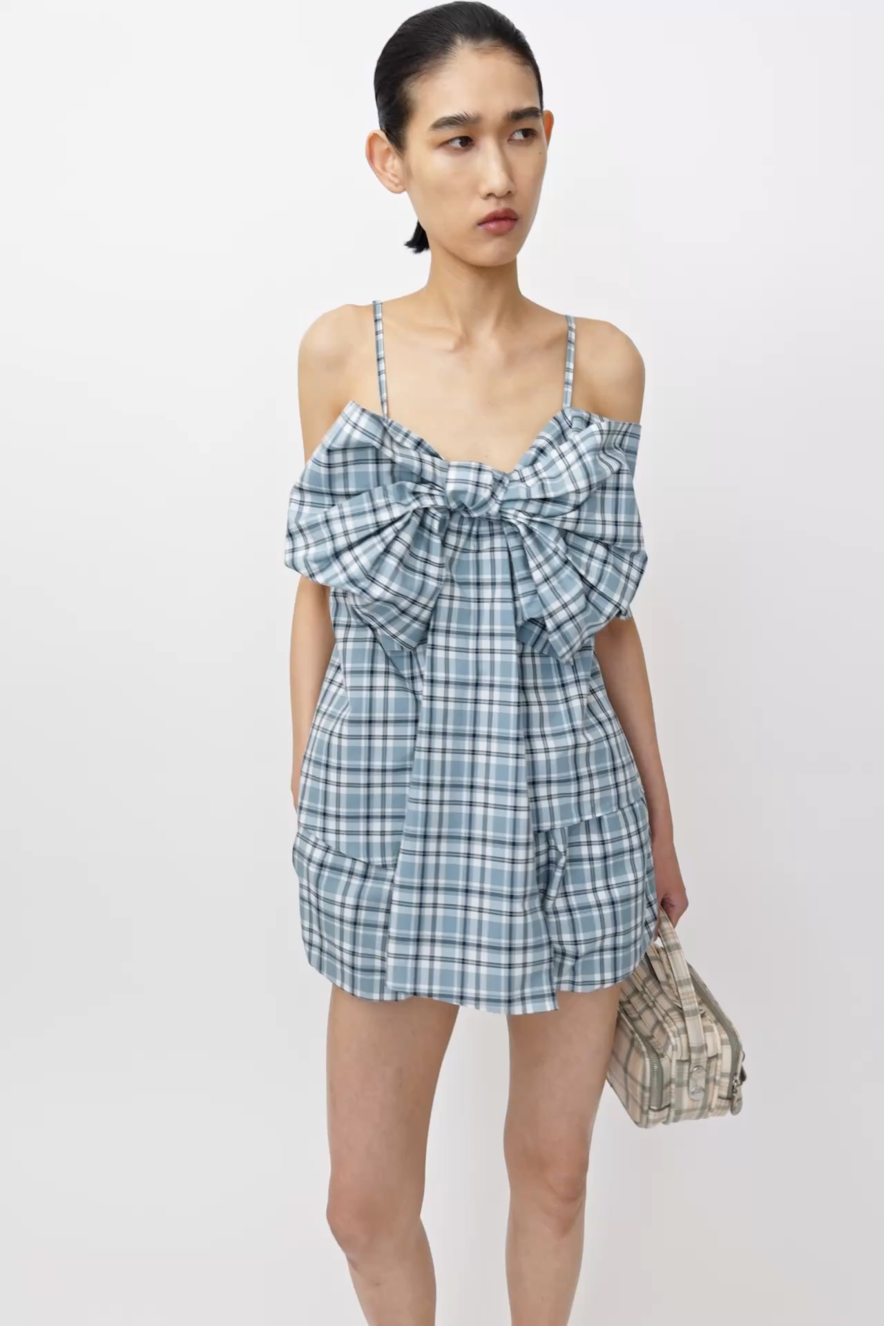 Acne Studios - Check top with bow - Blue/white