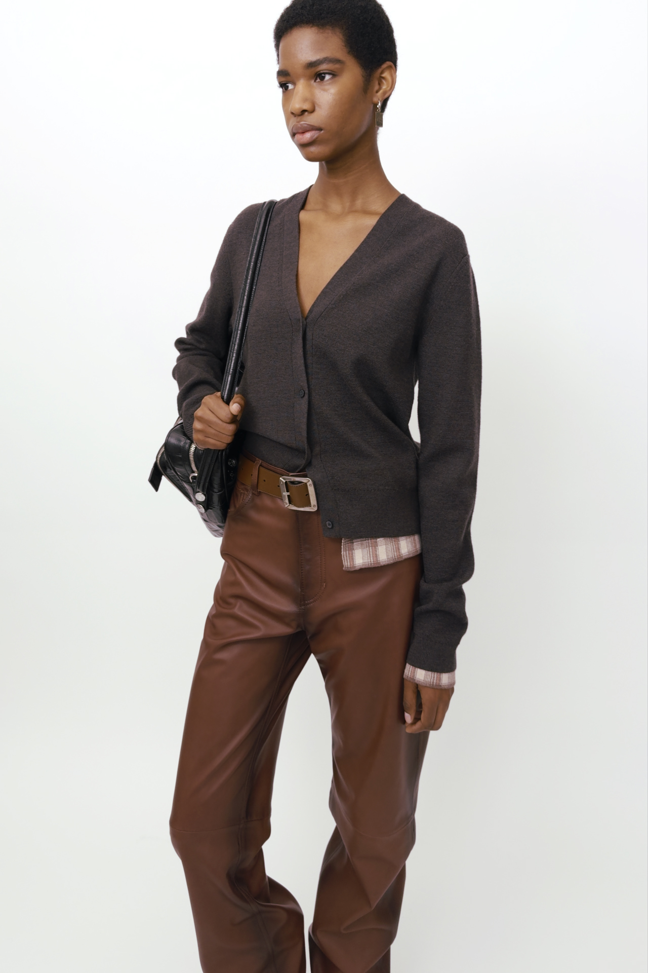 服/ファッション 2024 Baker Oak Bark Porosus / TONGUE Acne Studios - Faded leather trousers - Cognac brown
