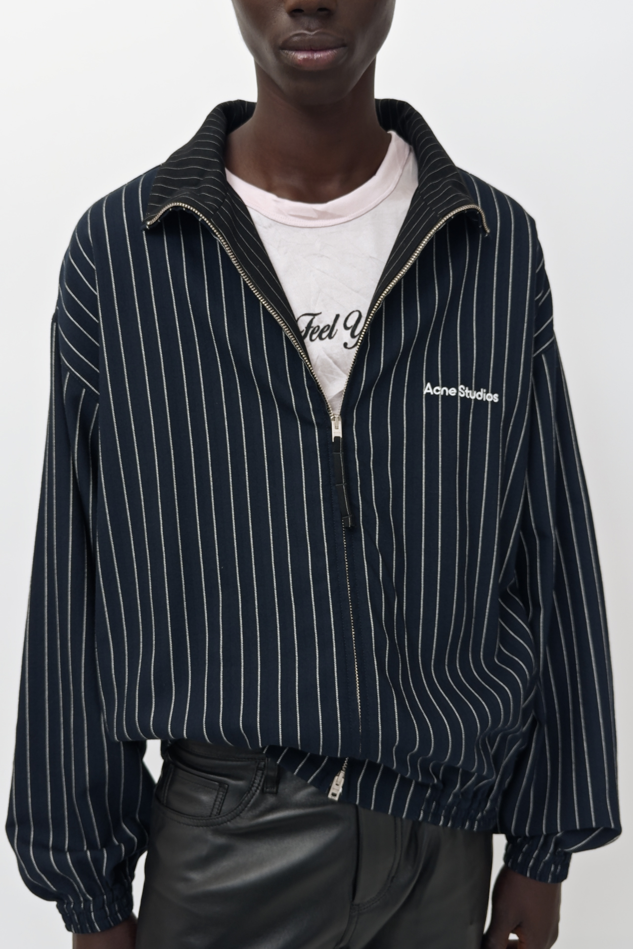 Acne Studios - Striped zip jacket - Navy/white