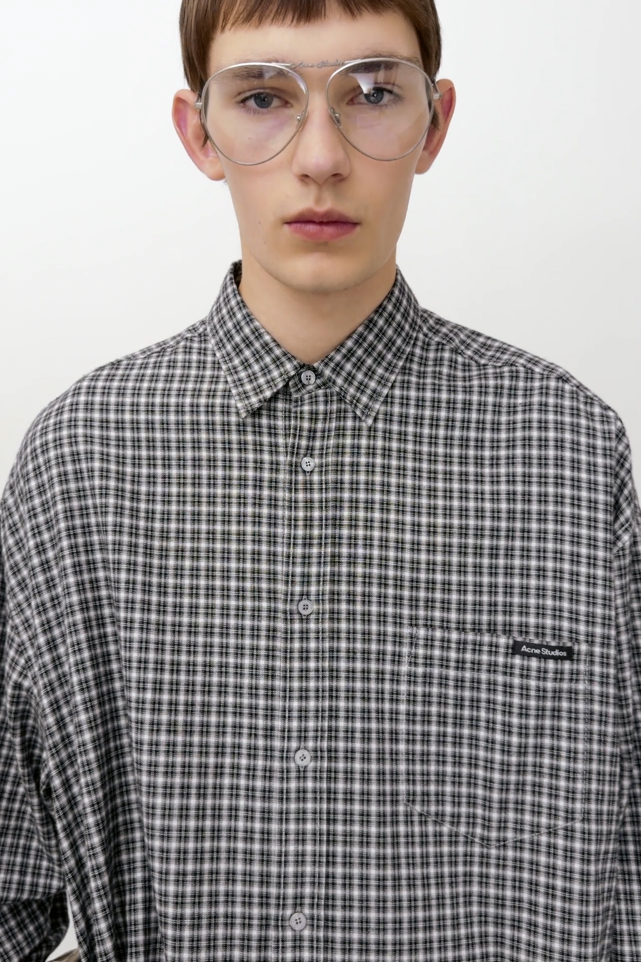 Acne Studios - フランネルボタンアップシャツ - ブラック/ホワイト