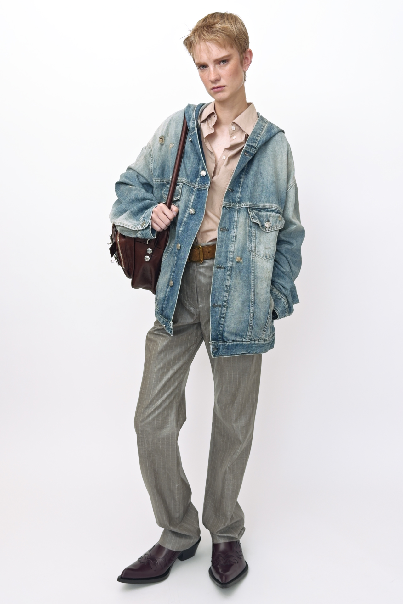 【ひとみ】コットンハウスアヤ　デニムジャケット　フード付き　インディゴ Acne Studios - フード付きデニムジャケット - ミッドブルー